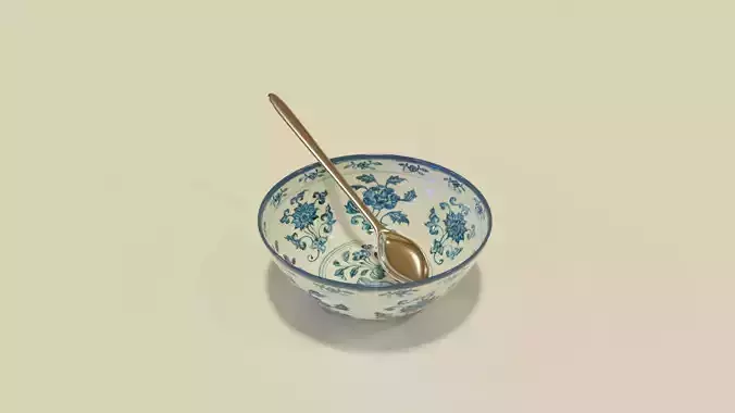Ceramic Bowl with Spoon