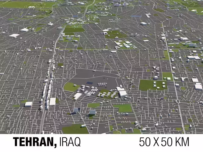 Tehran Iran 50x50km City Map 3D model