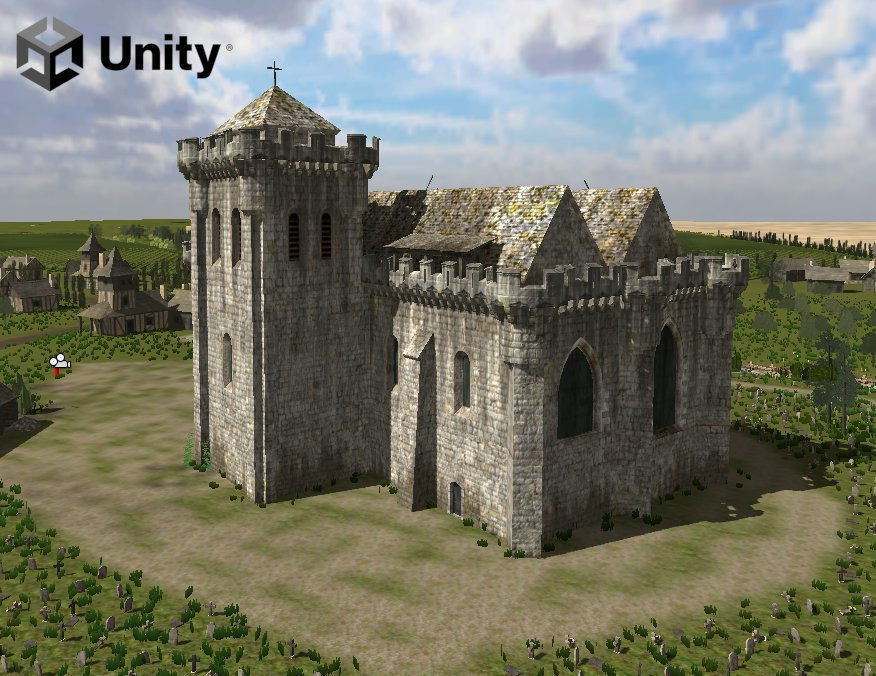 XVth century fortified church Low-poly 3D model_1