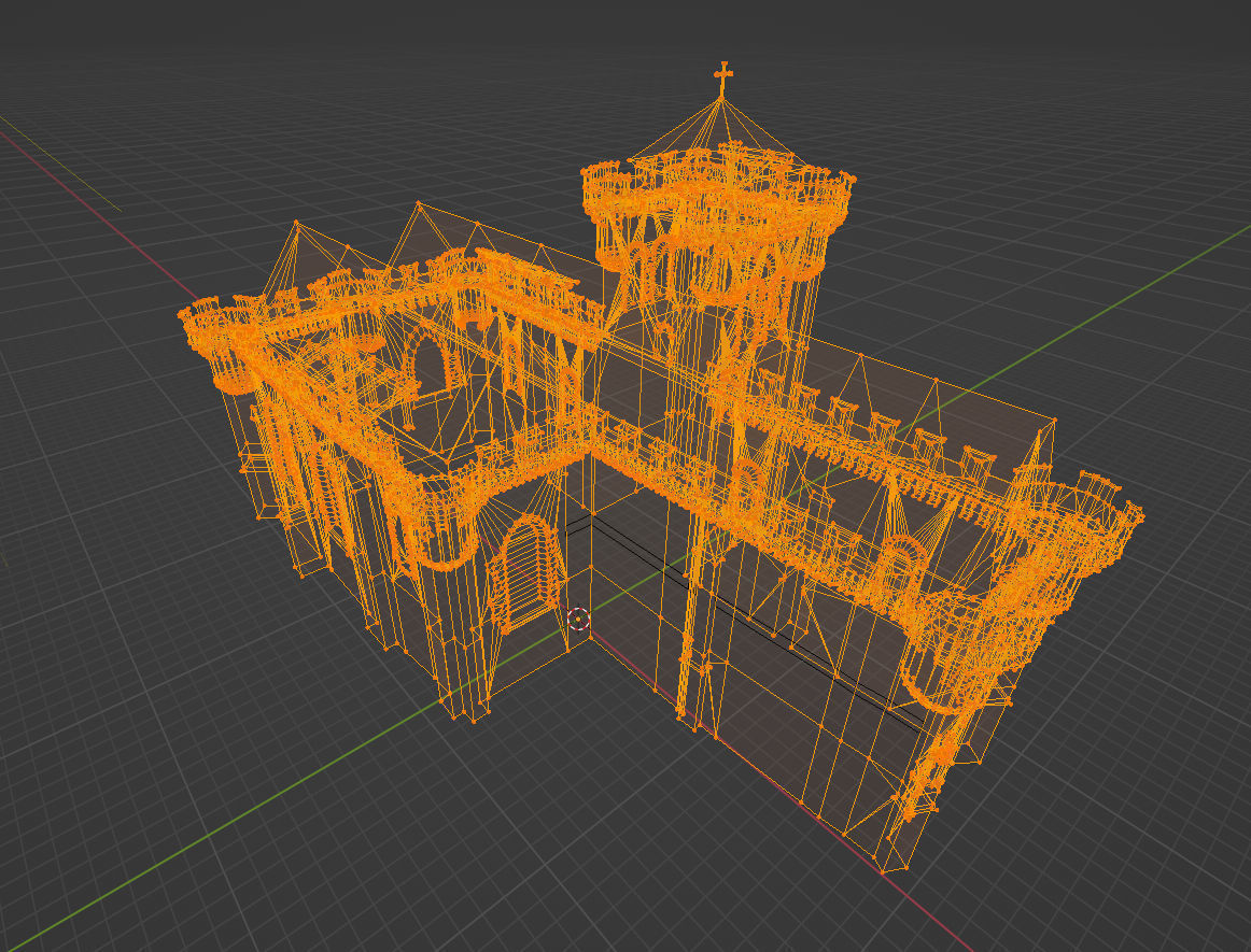 XVth century fortified church Low-poly 3D model_3