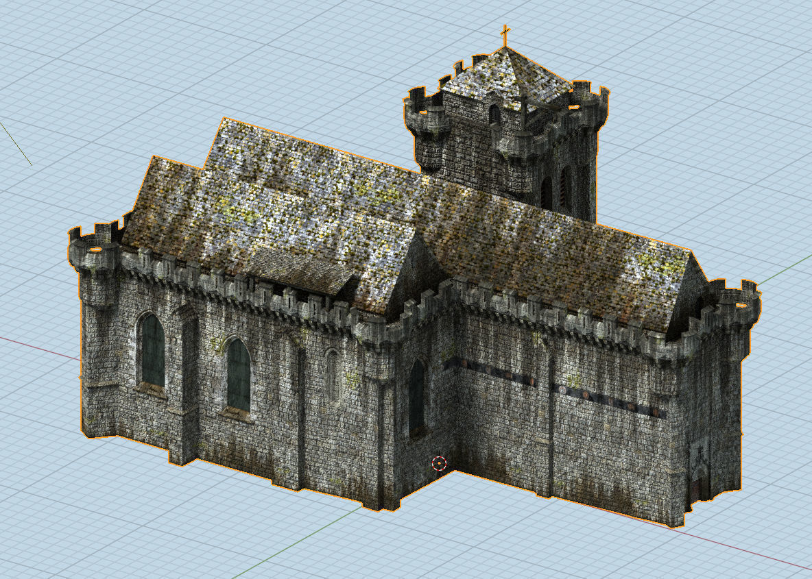 XVth century fortified church Low-poly 3D model_2
