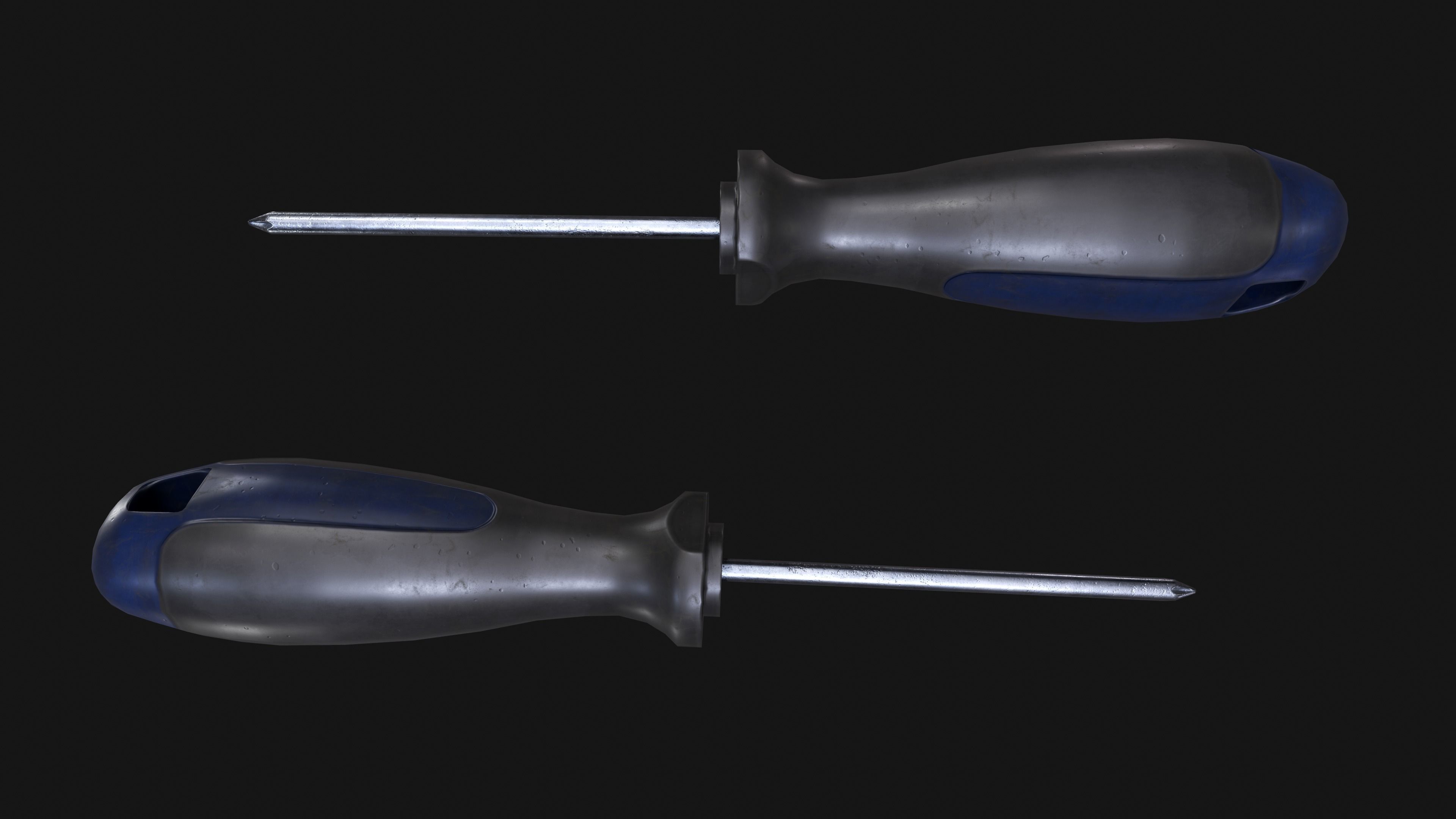 Screwdriver screw Low-poly 3D model_1