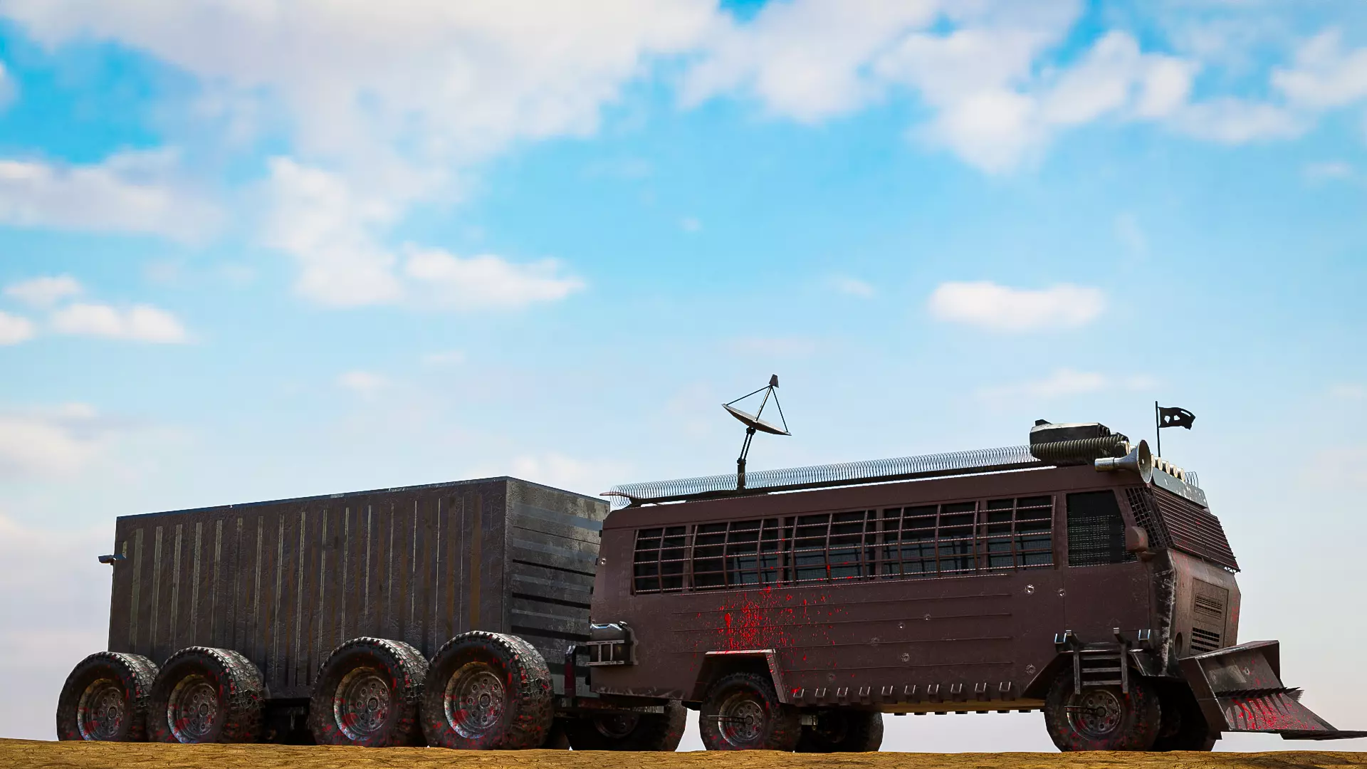 Apocalyptic Bus 3D Vehicles Low-poly 3D model_4