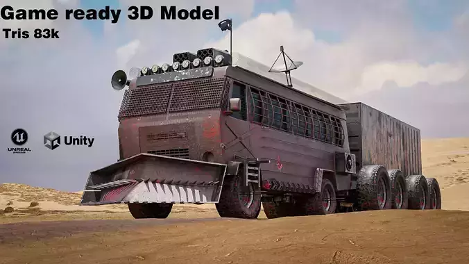 Apocalyptic Bus 3D Vehicles Low-poly 3D model