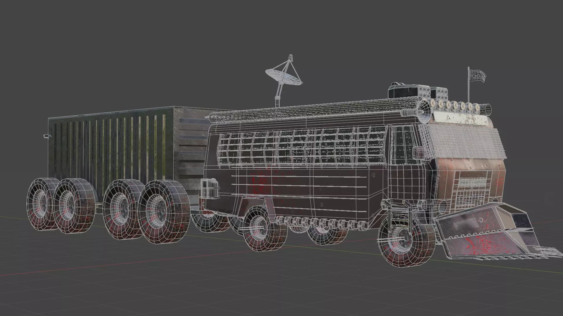 Apocalyptic Bus 3D Vehicles Low-poly 3D model_3