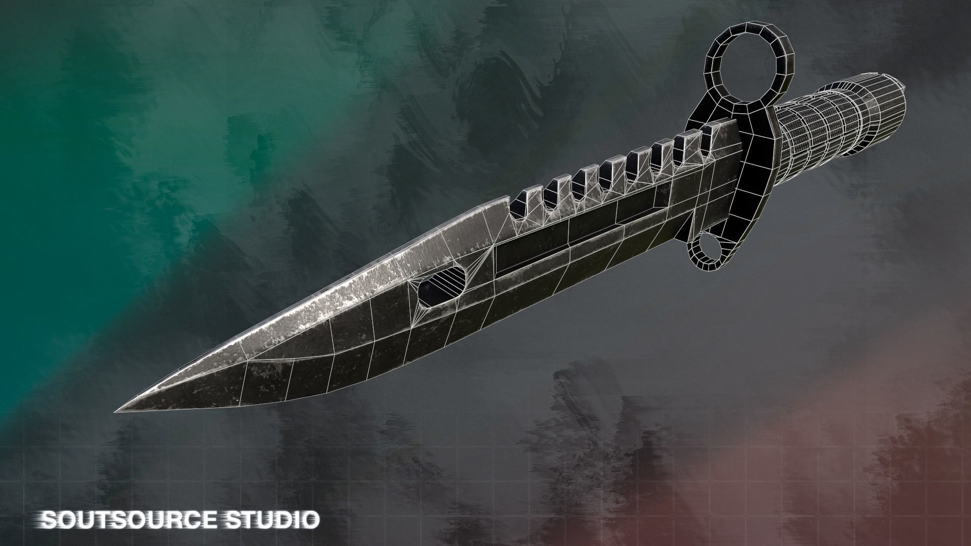 Bayonet M9 LowPoly Game-Ready Soutsource Studio Low-poly 3D model_4