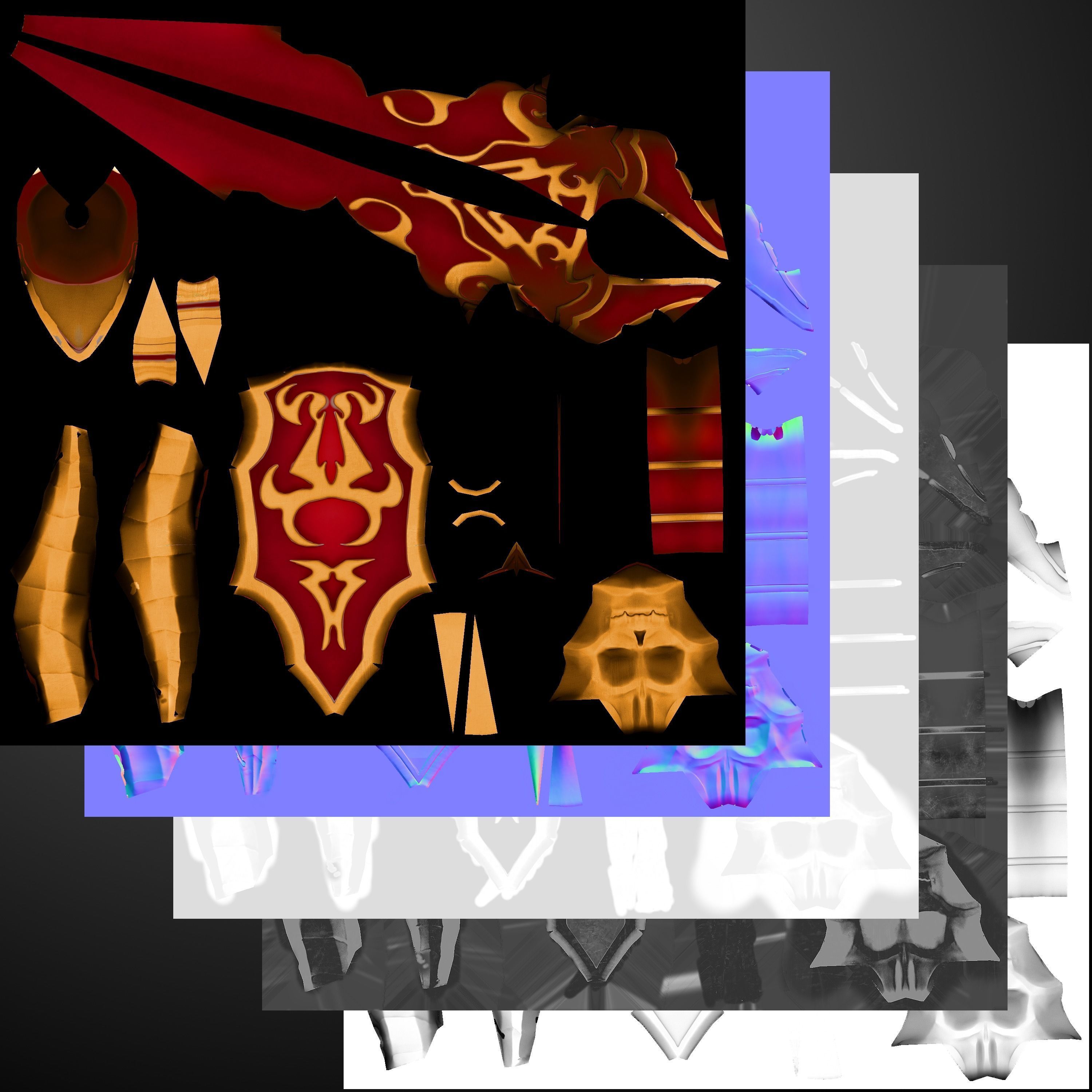 PBR Lance and Shield  Low-poly 3D model_11