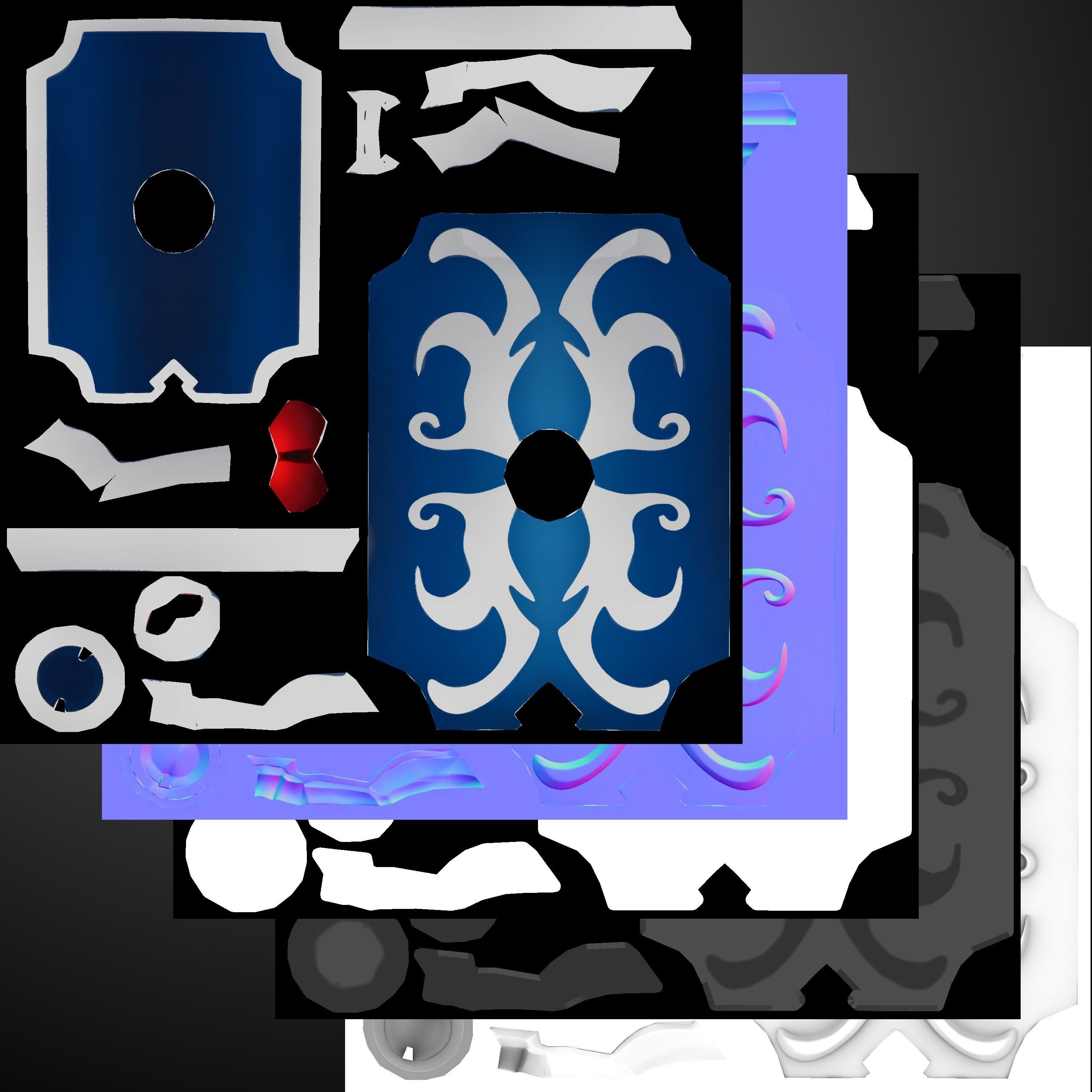 PBR Lance and Shield  Low-poly 3D model_12