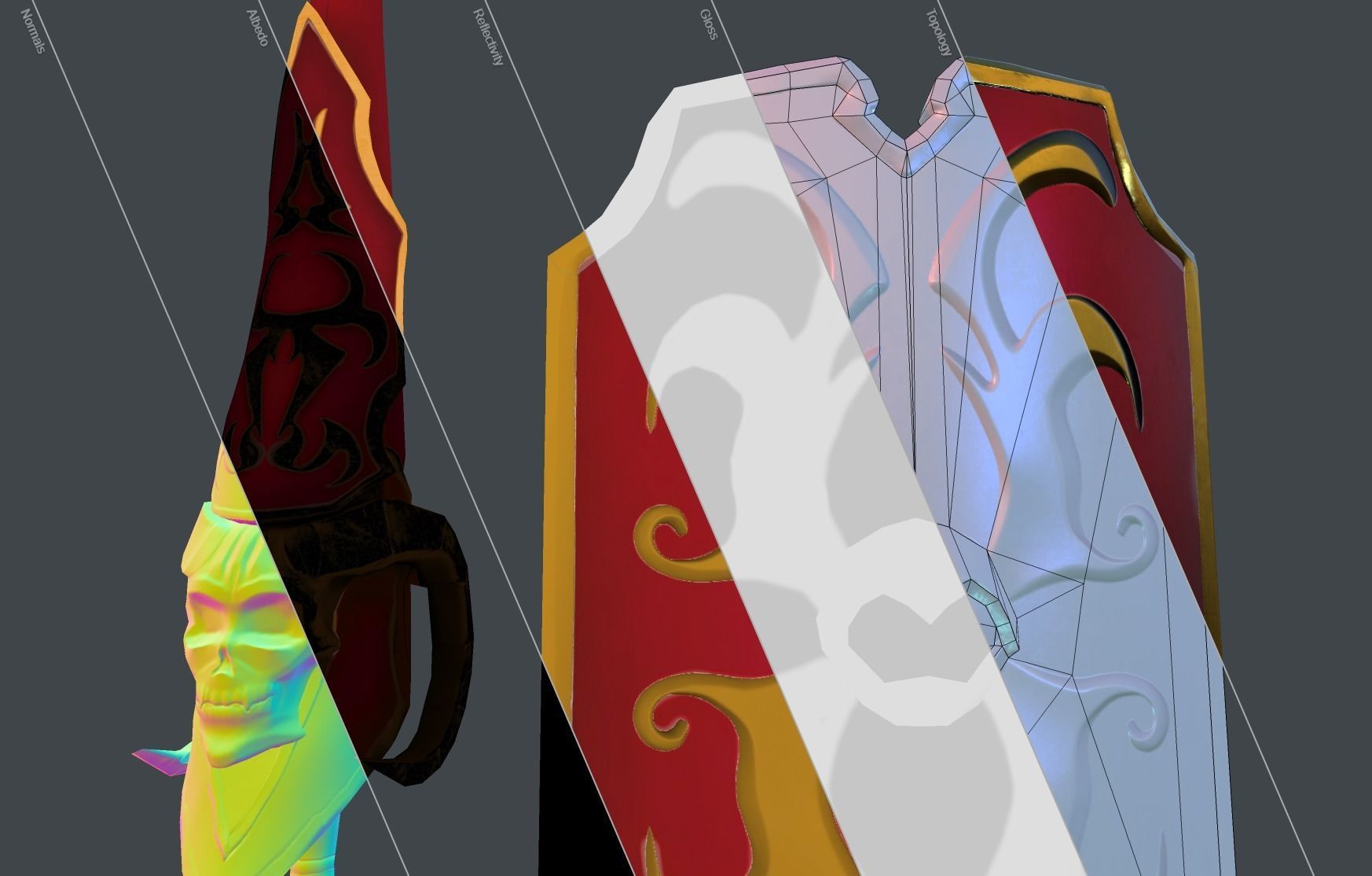 PBR Lance and Shield  Low-poly 3D model_15