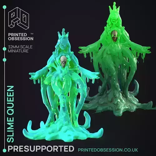 Slime Queen - Slime Bos s Monster -  PRESUPPORTED - 32mm scale 3D print model