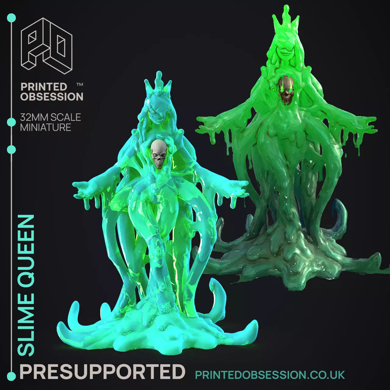 Slime Queen - Slime Bos s Monster - PRESUPPORTED - 32mm scale 3D print model