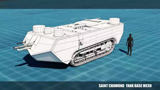 Saint Chamond TANK BASE MESH Low-poly 3D model