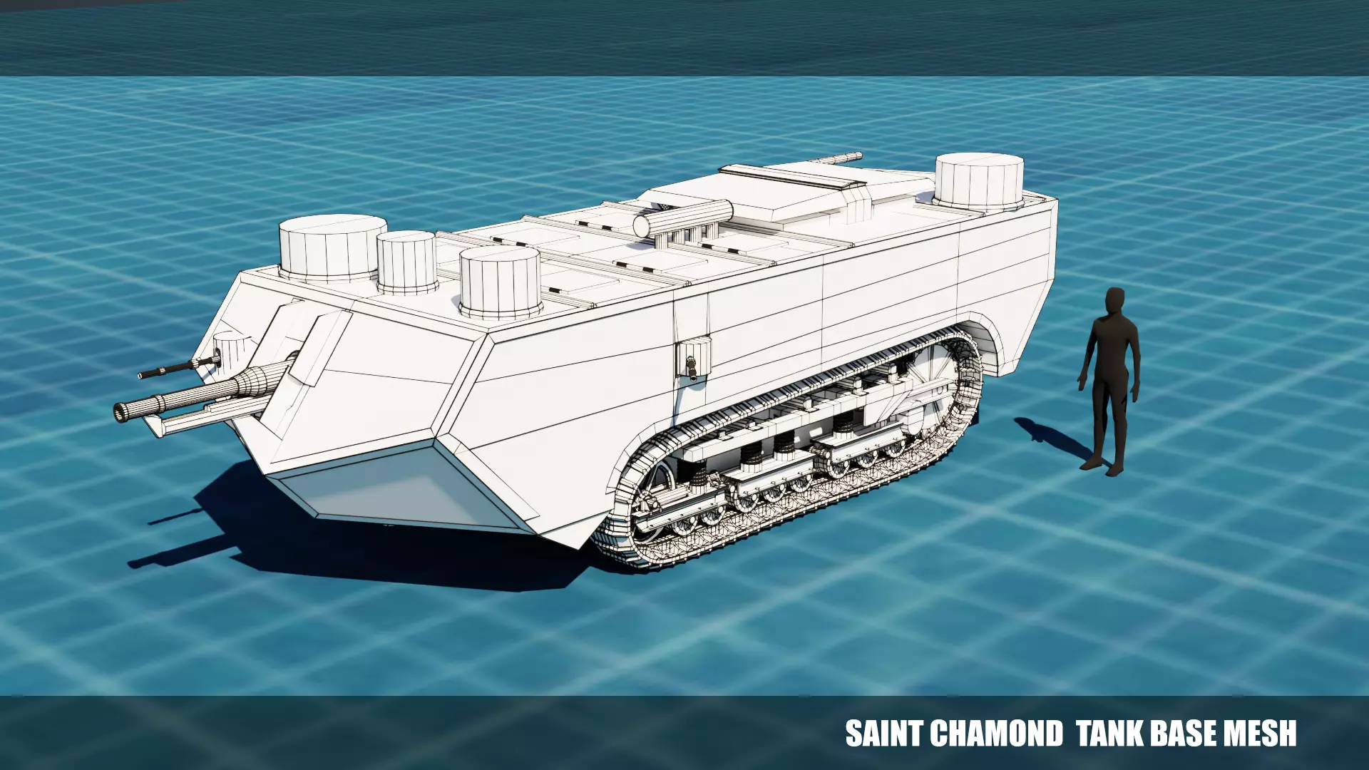 Saint Chamond TANK BASE MESH Low-poly 3D model_0