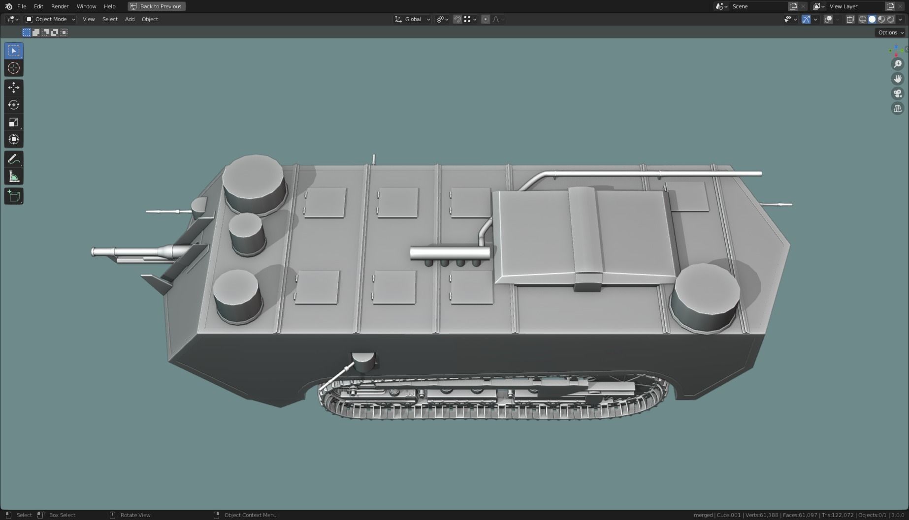 Saint Chamond TANK BASE MESH Low-poly 3D model_5
