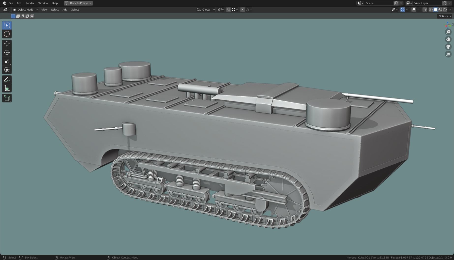 Saint Chamond TANK BASE MESH Low-poly 3D model_4