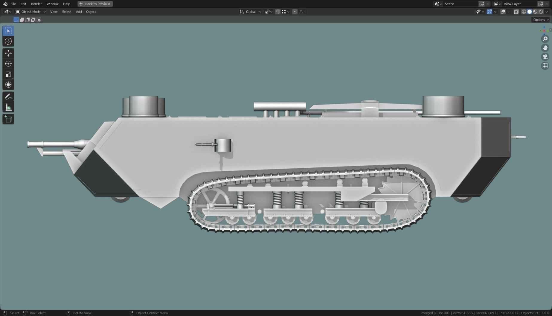 Saint Chamond TANK BASE MESH Low-poly 3D model_3