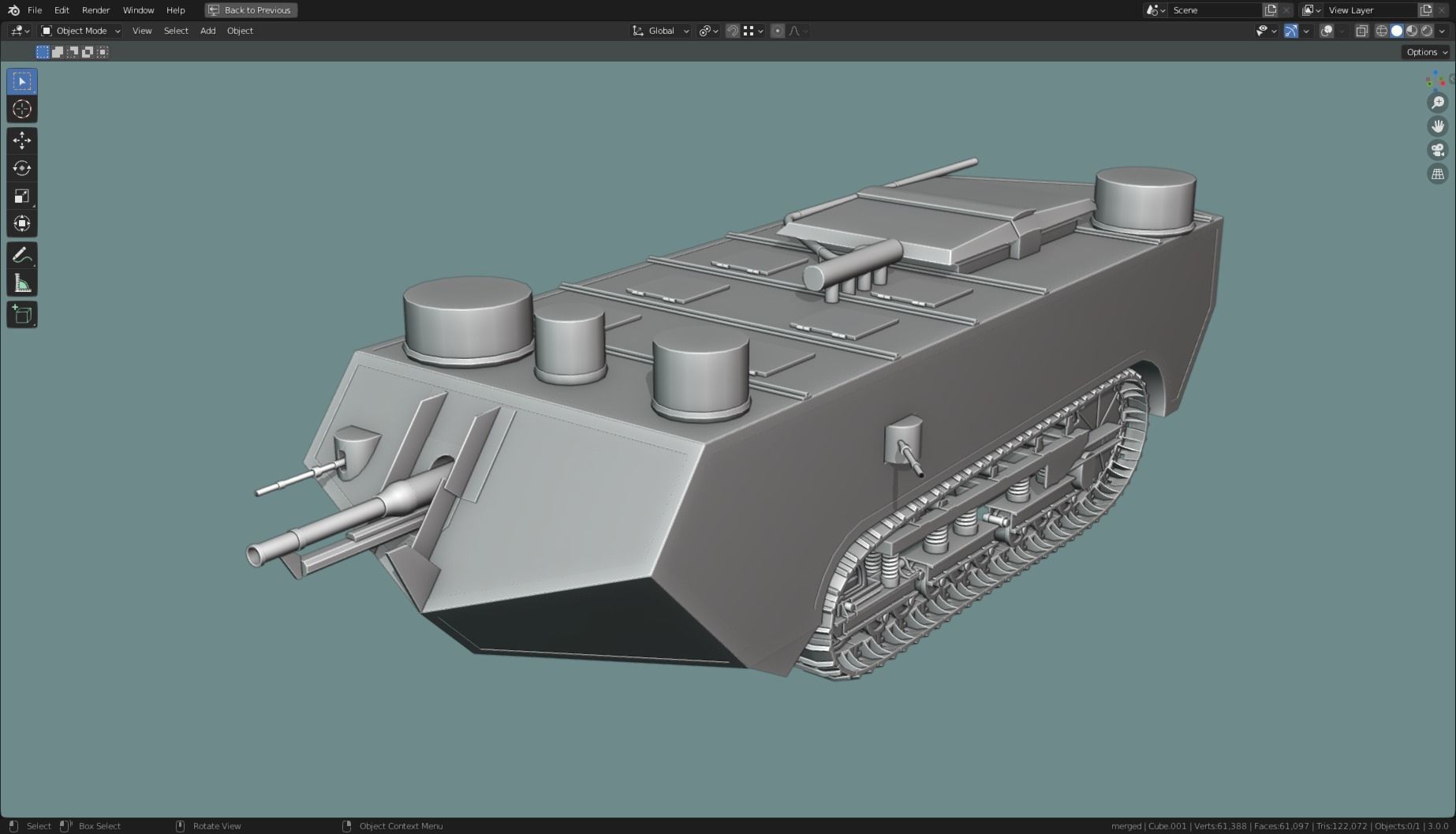 Saint Chamond TANK BASE MESH Low-poly 3D model_1