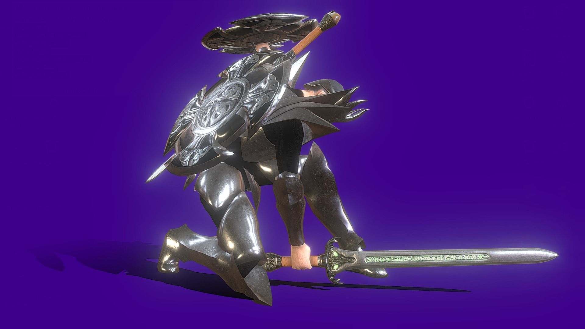 Animated Dark Knight Low-poly 3D model_6