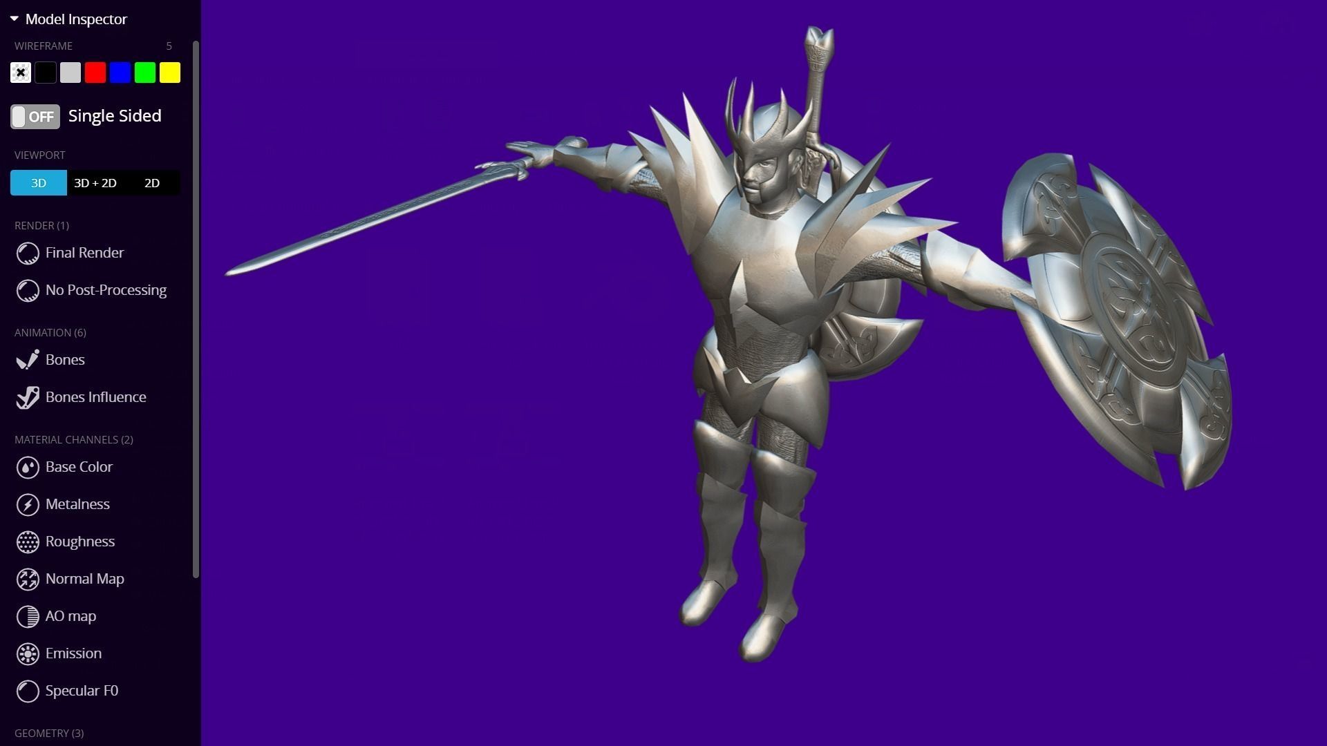 Animated Dark Knight Low-poly 3D model_14