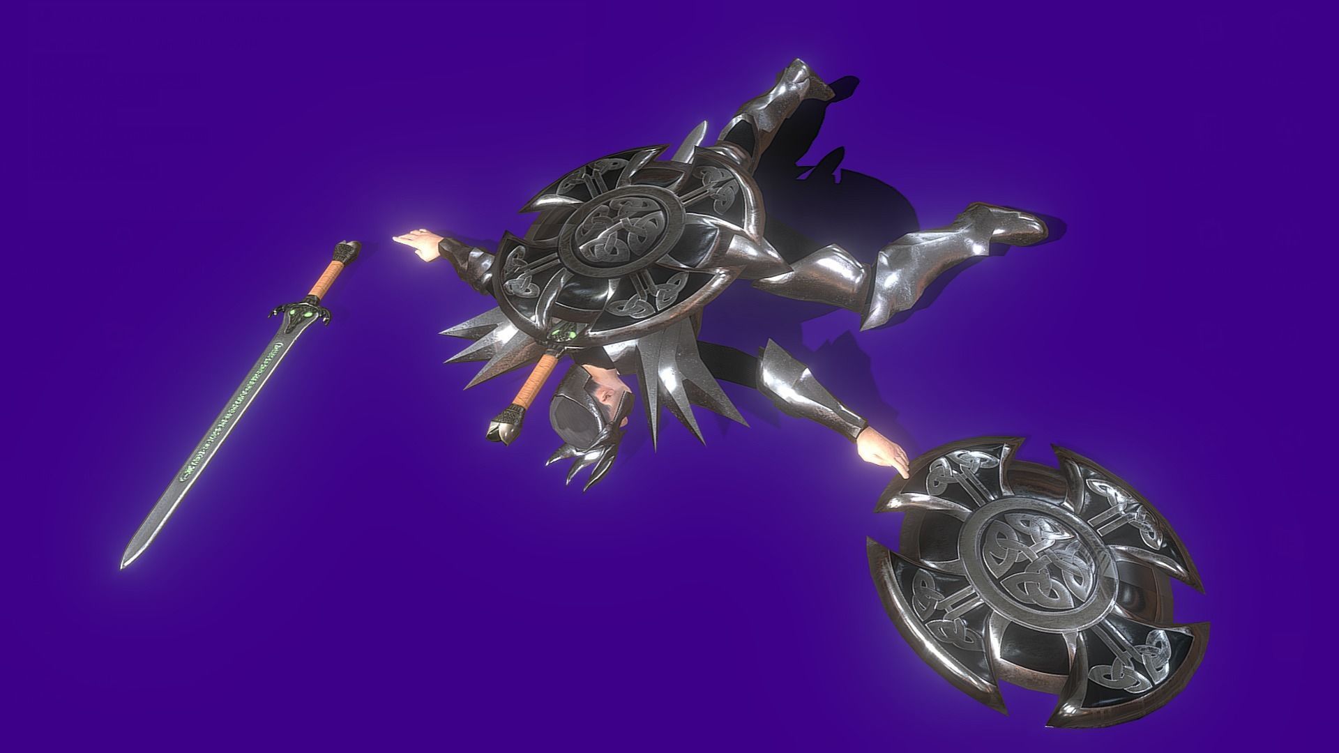 Animated Dark Knight Low-poly 3D model_10