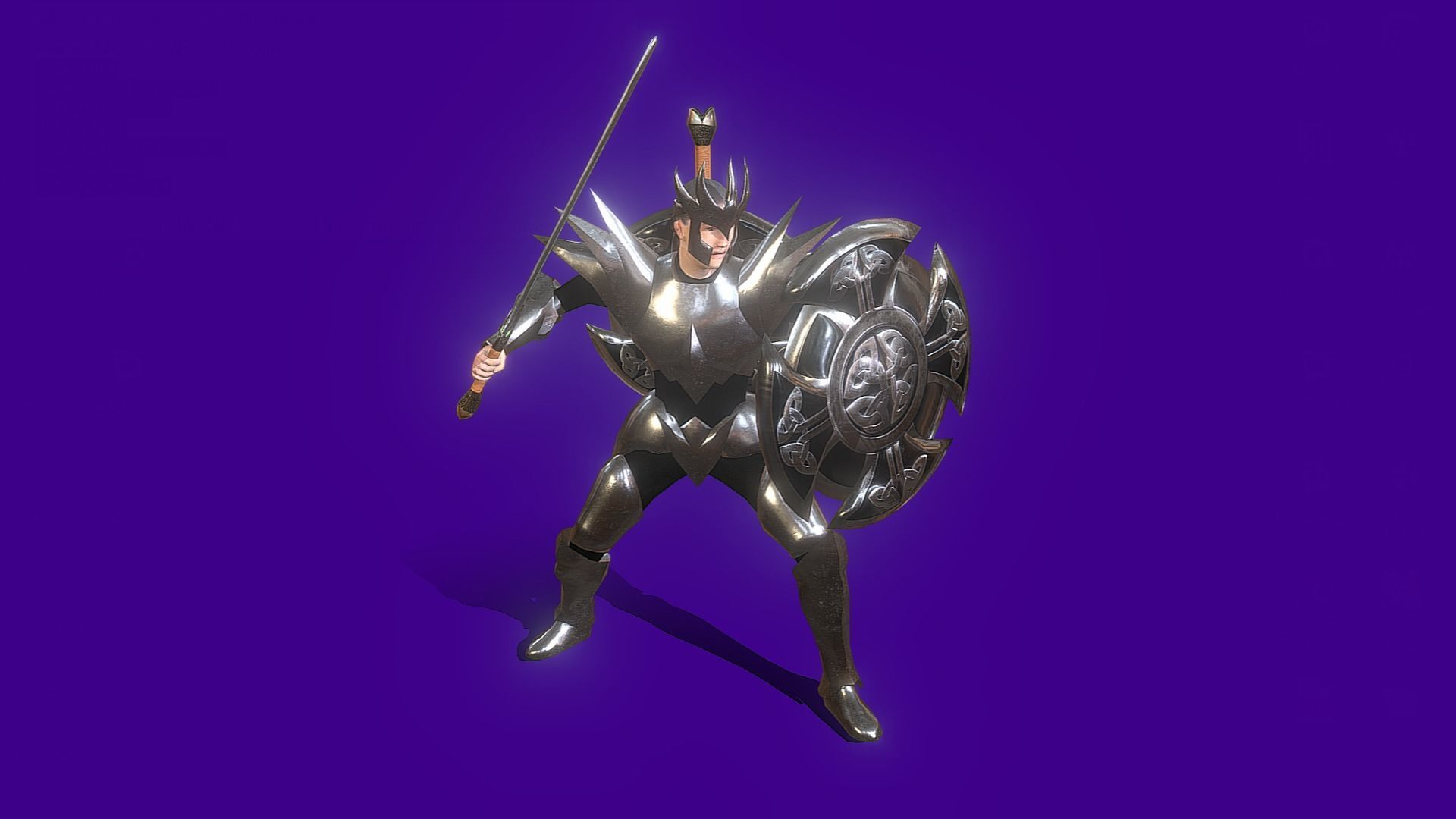 Animated Dark Knight Low-poly 3D model_2
