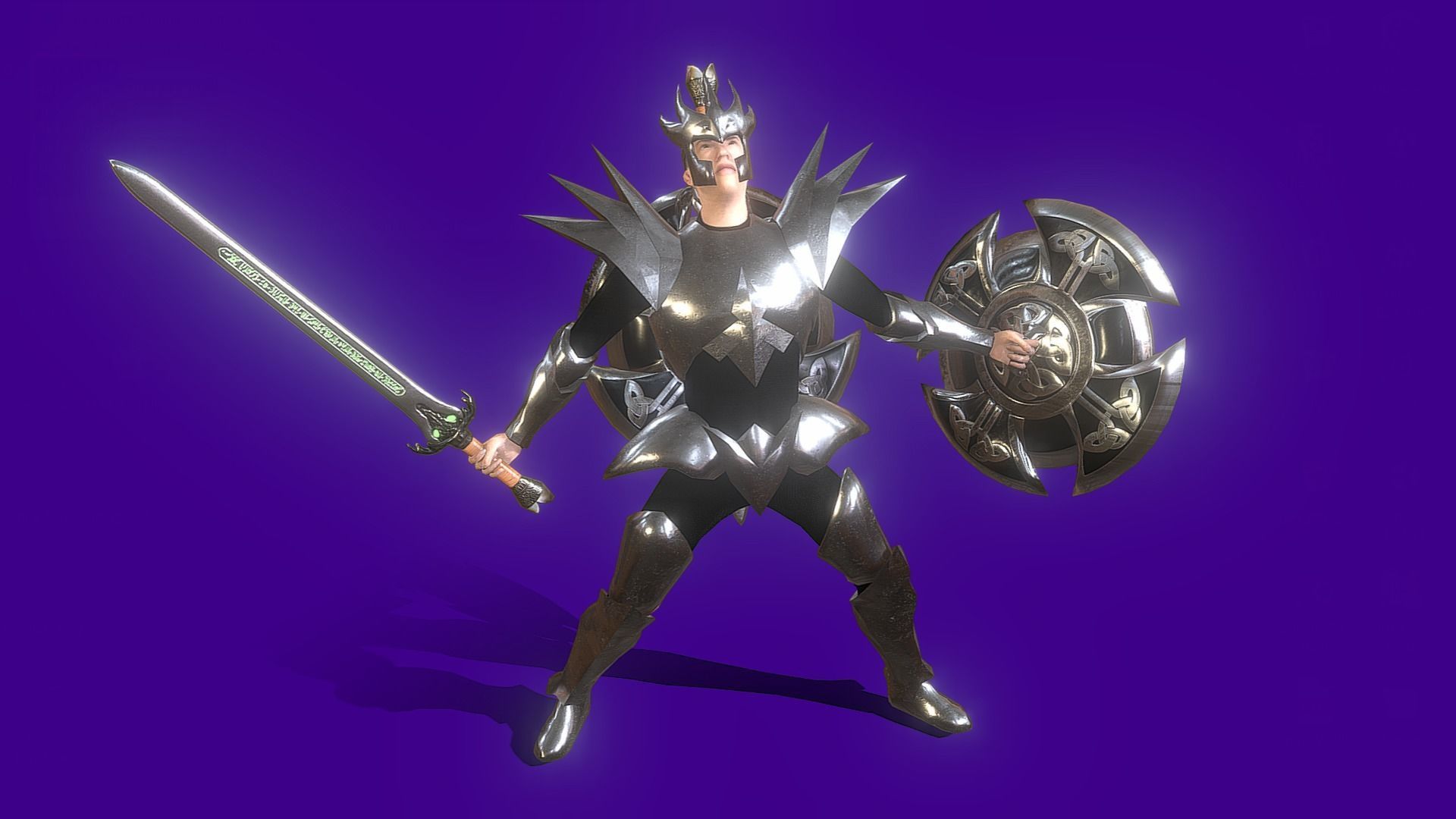 Animated Dark Knight Low-poly 3D model_3