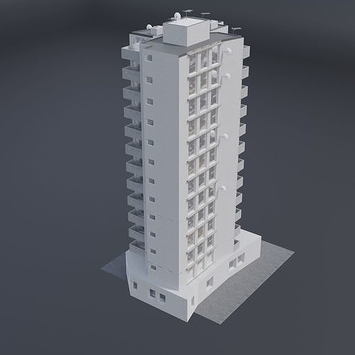 High Rise 1 Low-poly 3D model 3