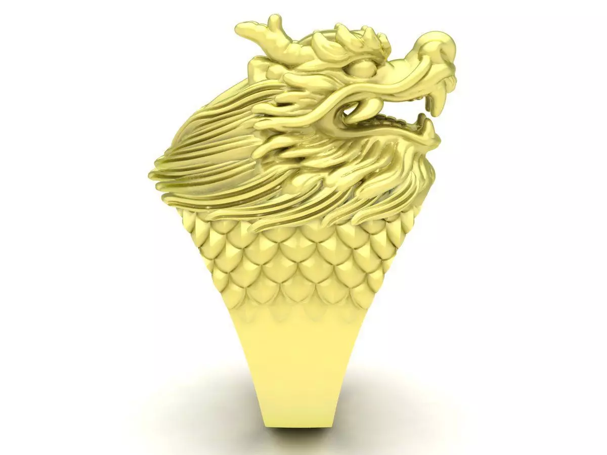 Luxury Chinese Dragon Head Mens Ring 3858 3D print model