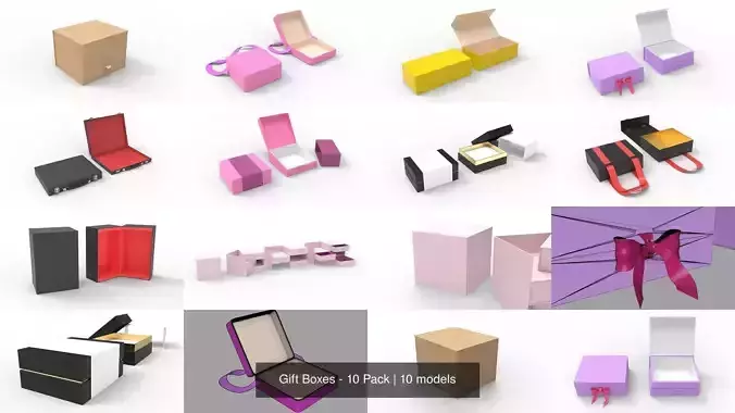 Gift Boxes - 10 Pack 3D Model Collection