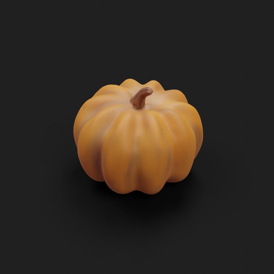 Pumpkin - Low and high poly model Low-poly 3D model_7