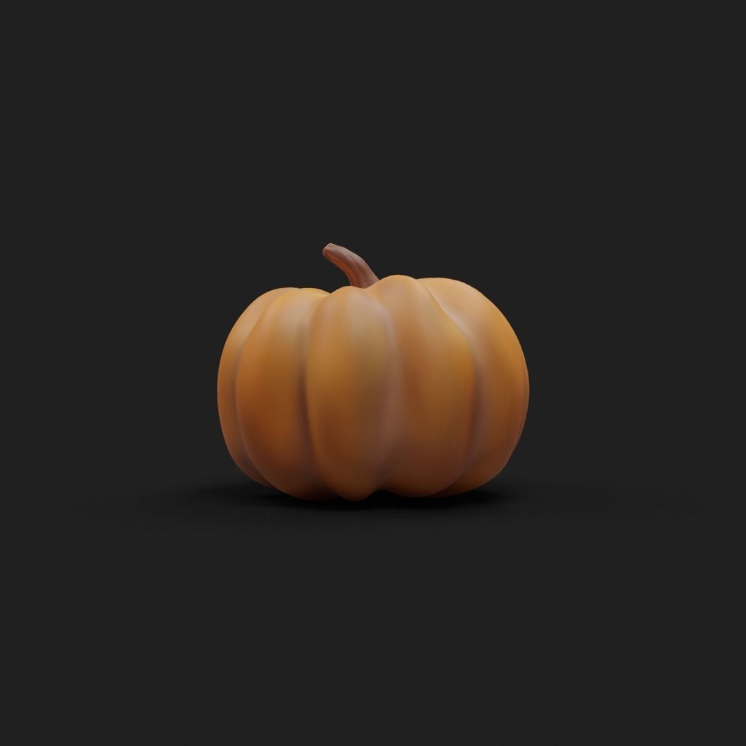 Pumpkin - Low and high poly model Low-poly 3D model_1