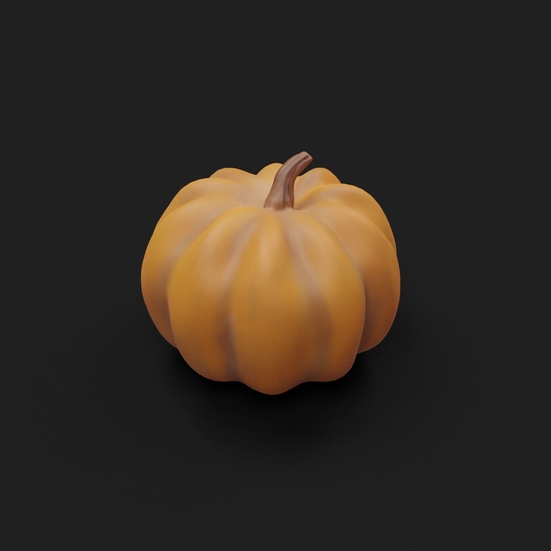 Pumpkin - Low and high poly model Low-poly 3D model_3