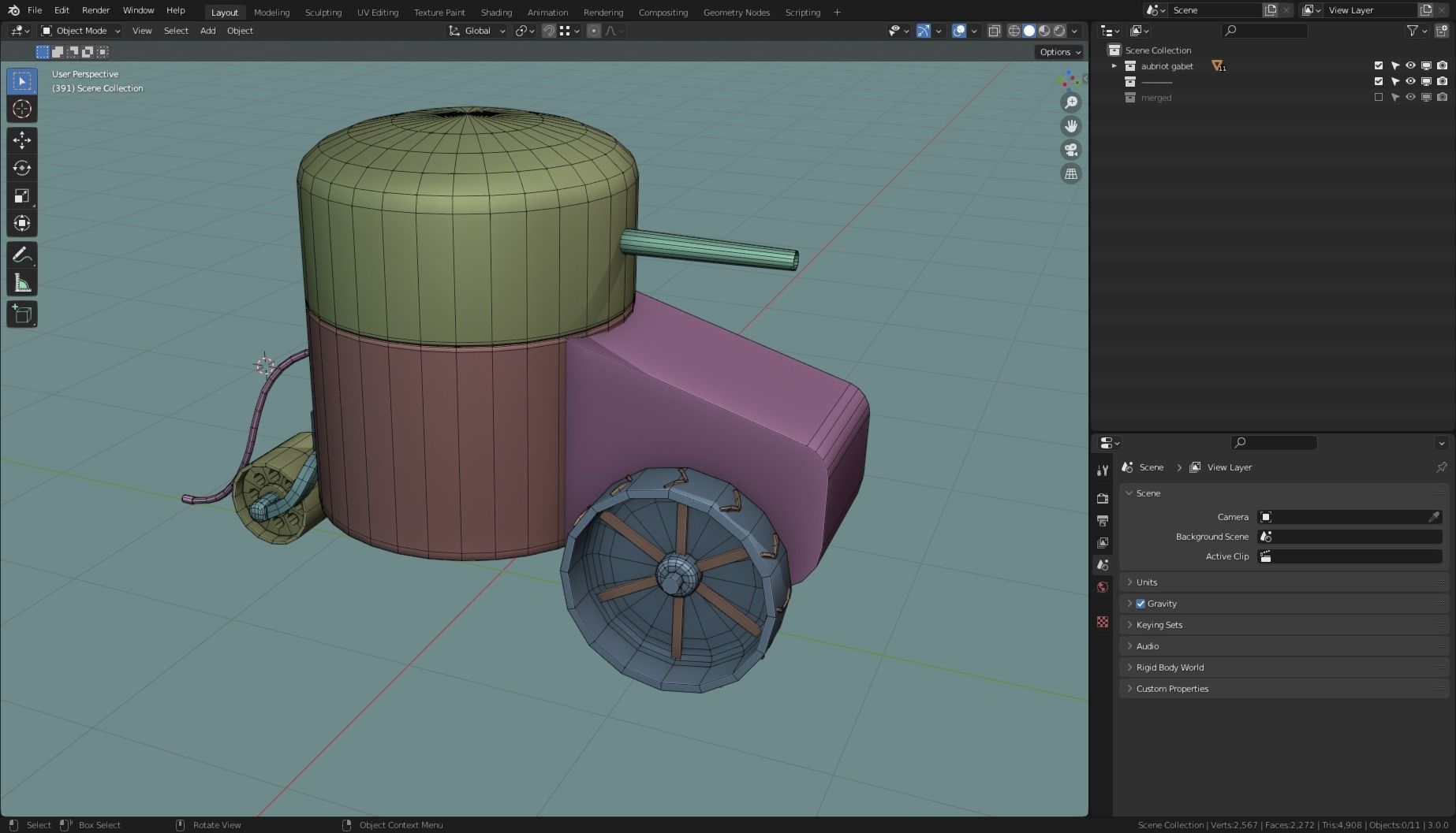 Aubriot Gabet TANK BASE MESH  Free low-poly 3D model_3