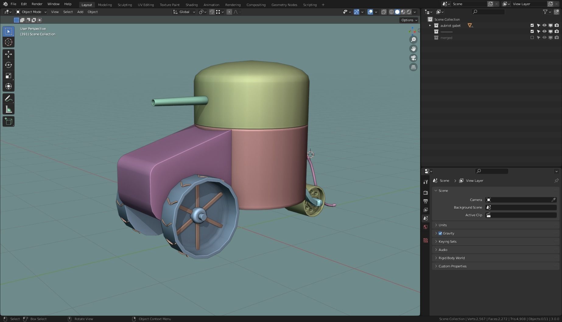 Aubriot Gabet TANK BASE MESH  Free low-poly 3D model_1