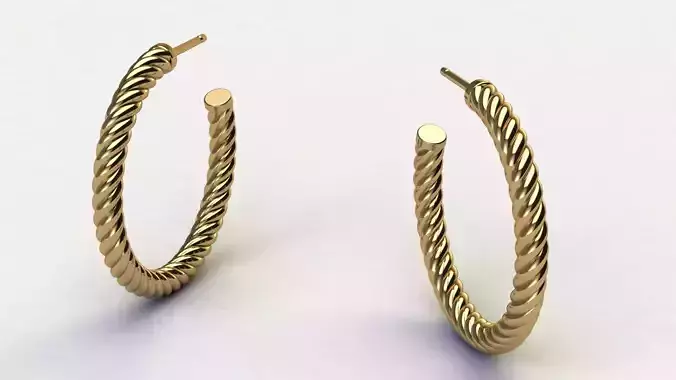 Cable Hoop Earrings inner 22 mm