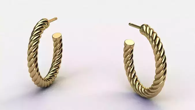 Cable Hoop Earrings inner 16 mm