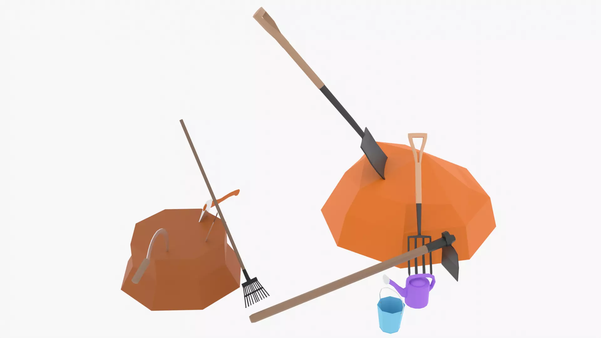 Basic  Low Poly Farming Tools 3D Model Collection_0