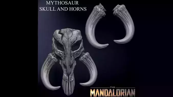 3D PRINTABLE MYTHOSAUR SKULL AND HORNS - THE MANDALORIAN 3D print model