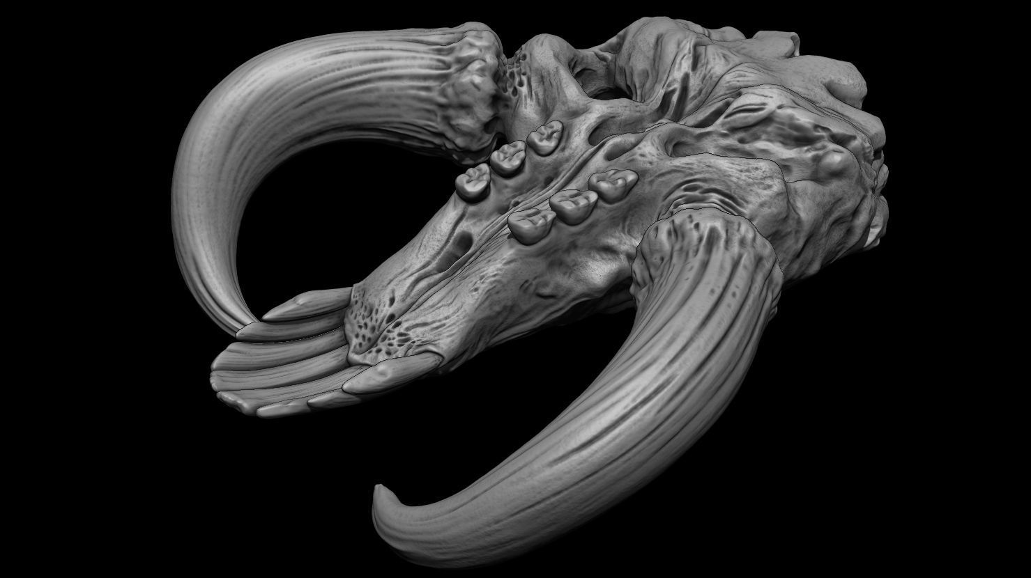 3D PRINTABLE MYTHOSAUR SKULL AND HORNS - THE MANDALORIAN 3D print model_14