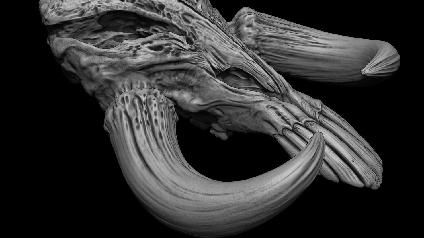 3D PRINTABLE MYTHOSAUR SKULL AND HORNS - THE MANDALORIAN 3D print model_13