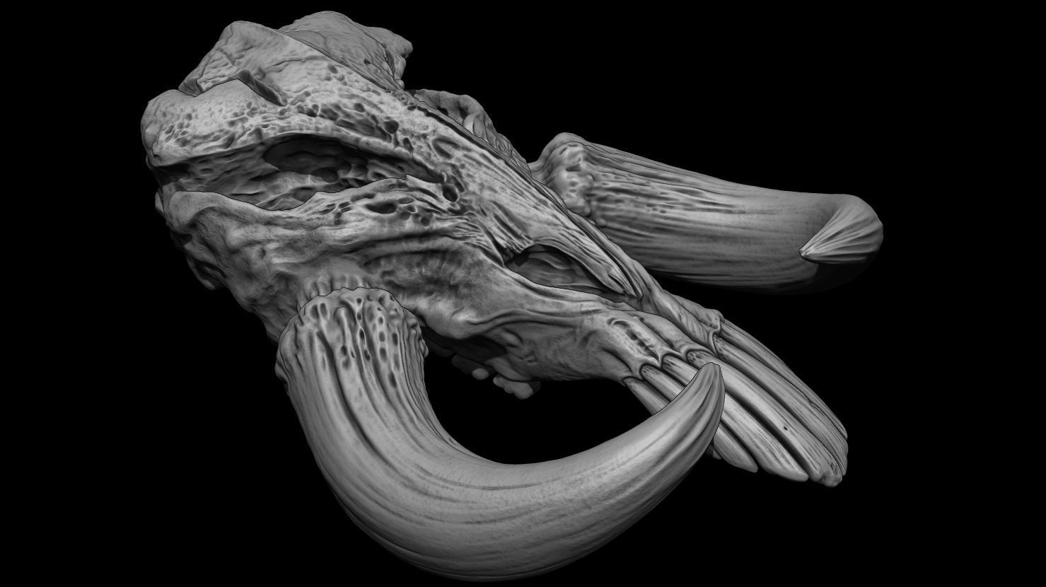3D PRINTABLE MYTHOSAUR SKULL AND HORNS - THE MANDALORIAN 3D print model_6