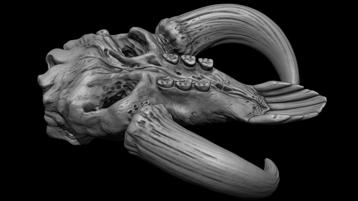 3D PRINTABLE MYTHOSAUR SKULL AND HORNS - THE MANDALORIAN 3D print model_9