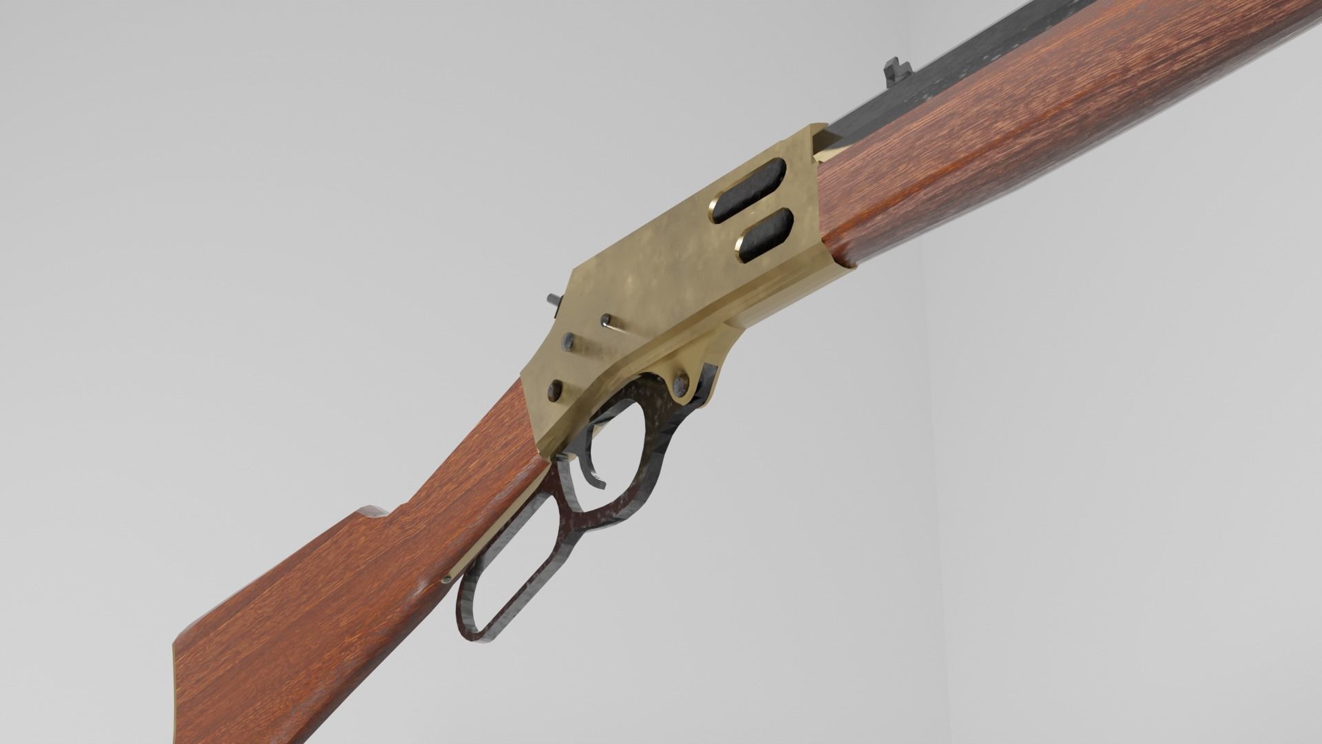 Lever Action Rifle Low Poly Game Ready PBR Low-poly 3D model_3