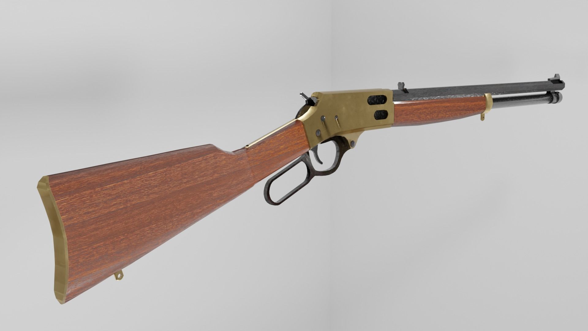 Lever Action Rifle Low Poly Game Ready PBR Low-poly 3D model_2