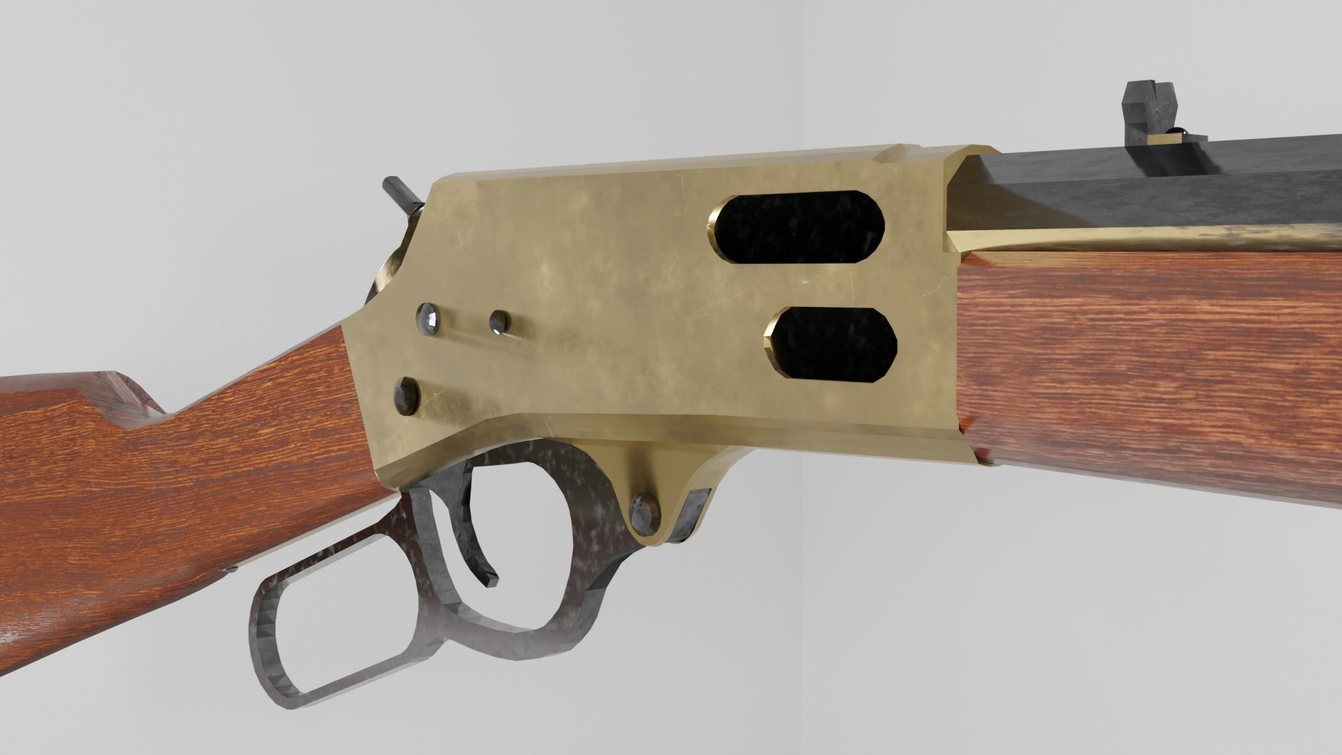 Lever Action Rifle Low Poly Game Ready PBR Low-poly 3D model_5