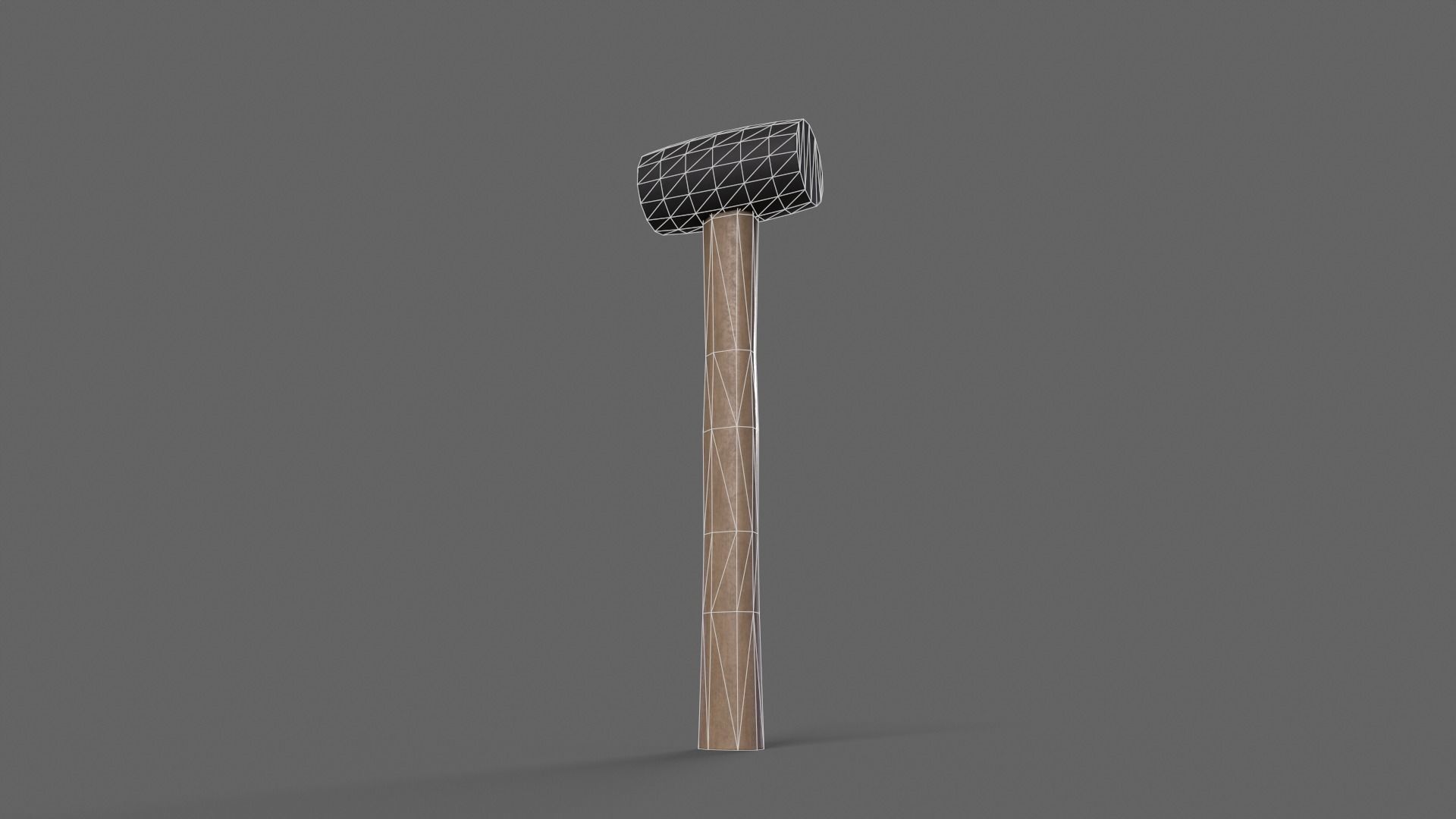 PBR Rubber Mallet Hammer Wood1 Low-poly 3D model_5