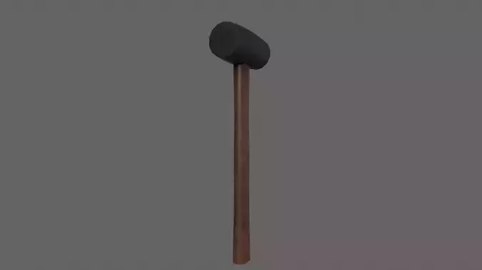 PBR Rubber Mallet Hammer Wood3 Low-poly 3D model
