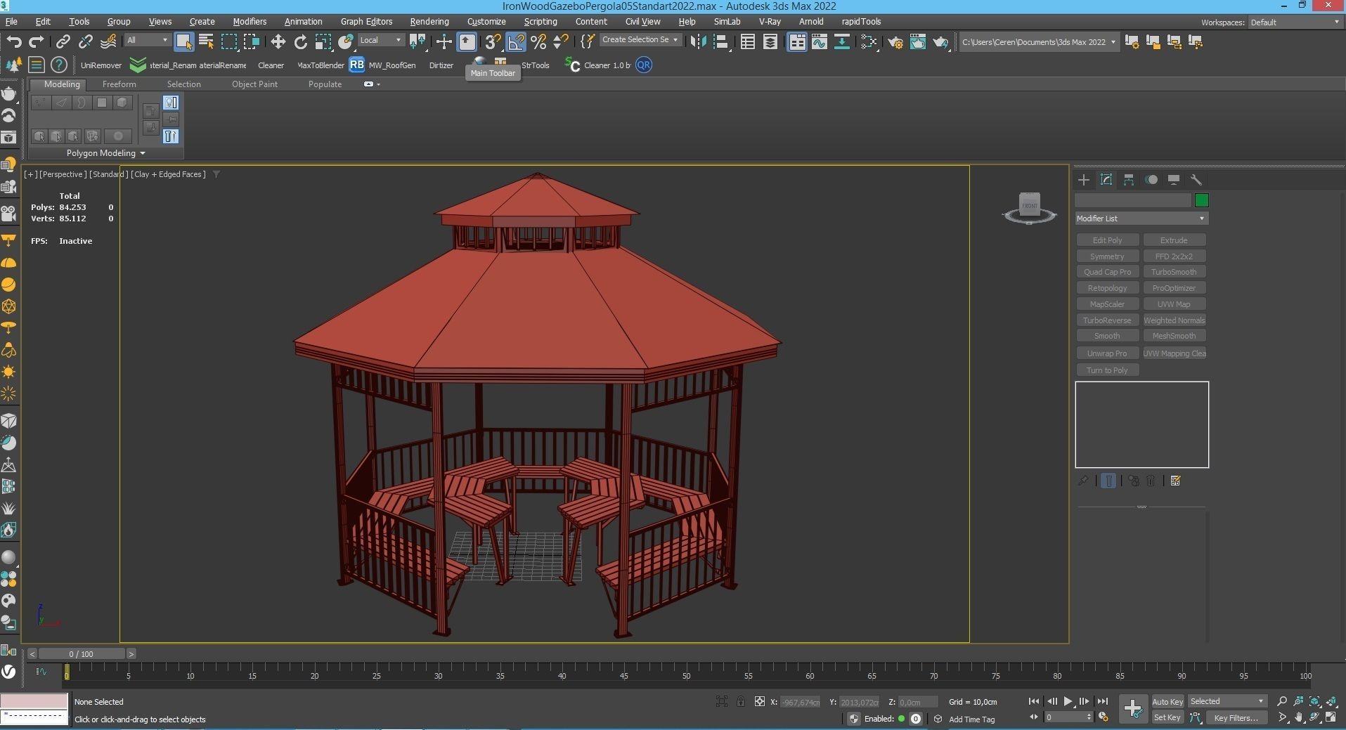 Iron Wood Garden Pergola - Gazebo 05  Low-poly 3D model_12