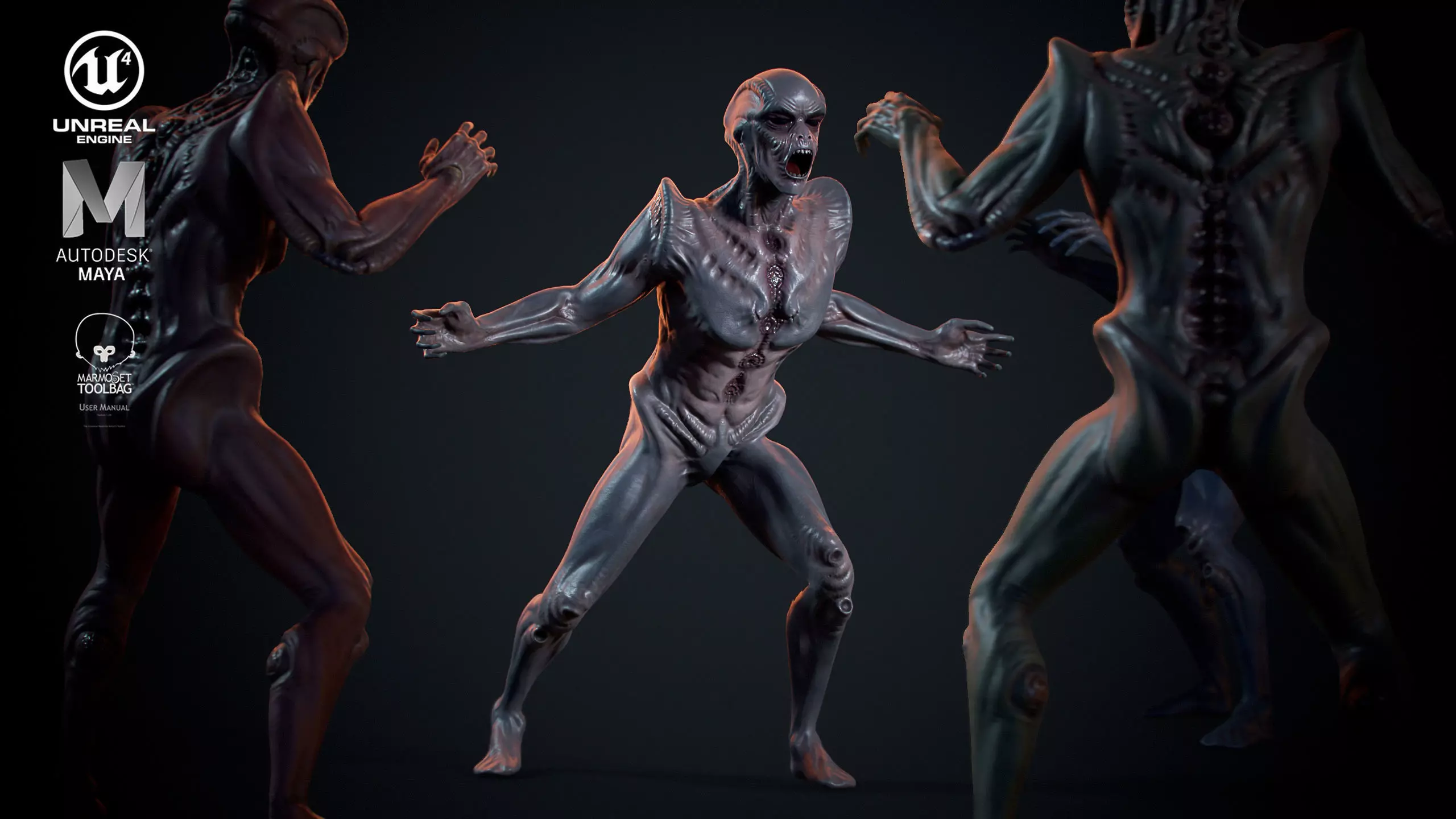 Alien humanoid Low-poly 3D model