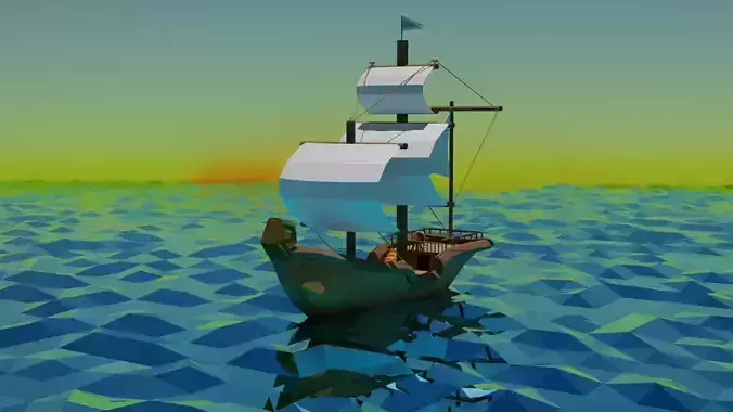 Low poly Pirate ship